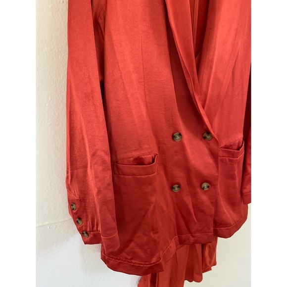 RARE! NEW! Free People Orange Rust Satin Blazer & Dress Slip - Picture 2 of 9